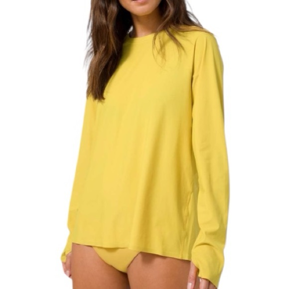 lululemon athletica Tops - Lululemon Sun Shelter Long Sleeve Rash Guard in Soleil (Yellow) Womens Medium